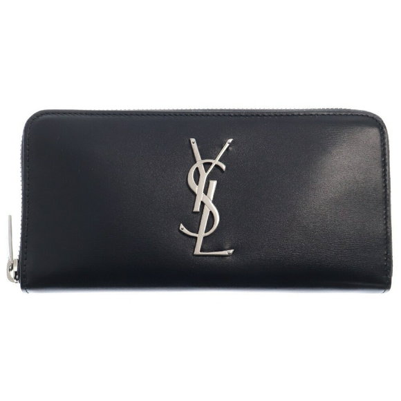 SAINT LAURENT PARIS Zip Long Wallet Black Leather - Picture 1 of 6